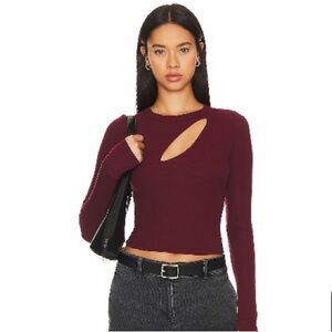 Michael Lauren Burgundy Cut-Out Tee